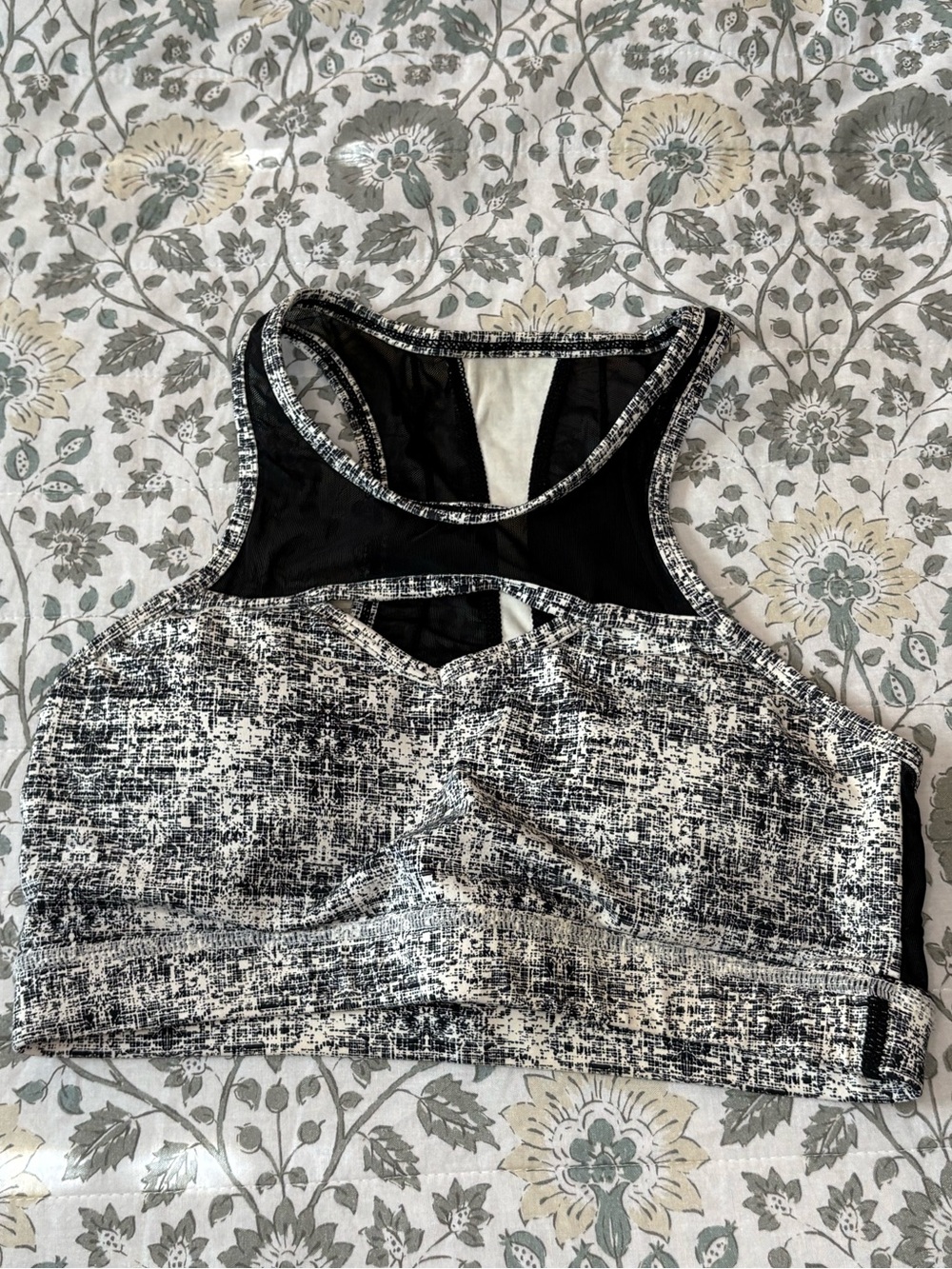 BuffBunny Black Sports Bra with White Print
